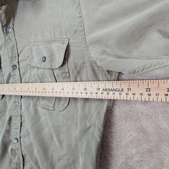 Ted Baker Button-Down Shirt Men's Size 3 Long Sleeve Olive Green Pockets - Picture 8 of 10